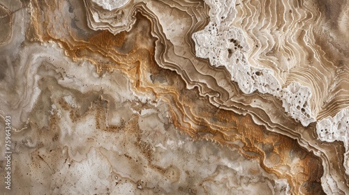 Abstract patterns inspired by travertine stone create a unique and textured w...