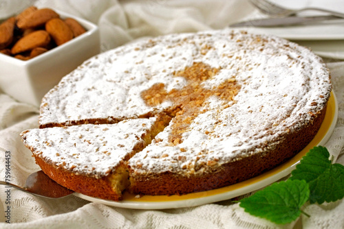 Tarta de Santiago. Typical tart from Galicia, Spain, Santiago de Compostela.