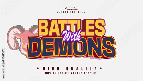 editable battles with demons  text effect.typhography logo