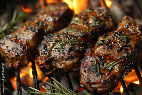 lamb being grilled on coal professional advertising food photography