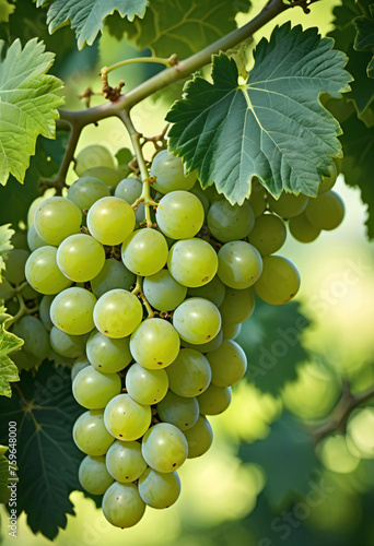 large bunches of grapes on the tree