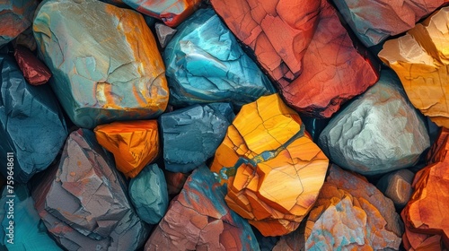 Abstract wallpaper featuring vibrant colored stones