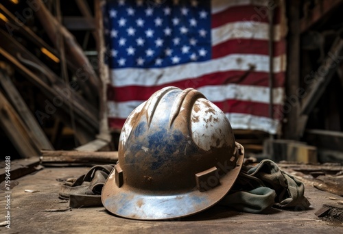 american flag hard hat on top
