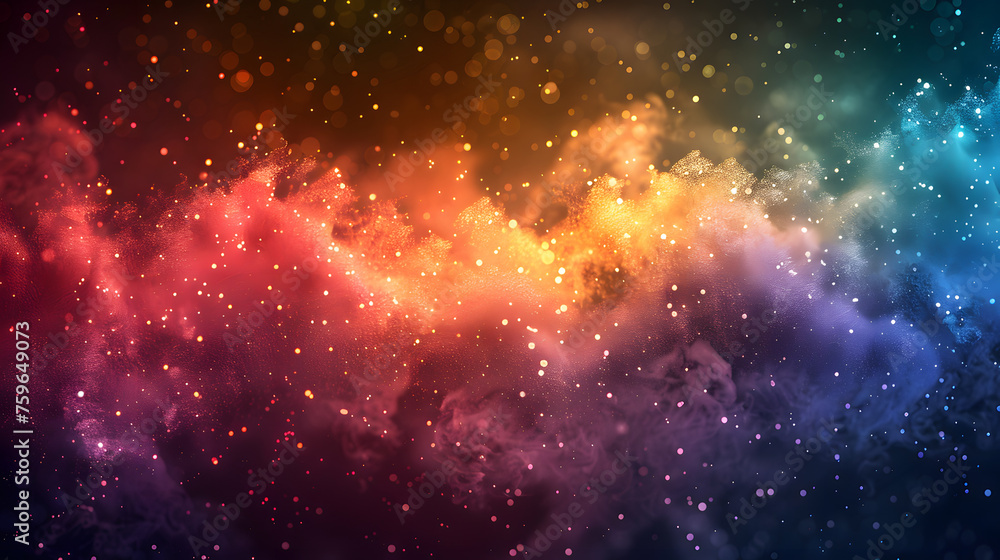 Naklejka premium The image resembles a galaxy with numerous stars shining brightly in the sky, creating a stunning astronomical phenomenon. The gas and dust clouds give it a nebulalike atmosphere