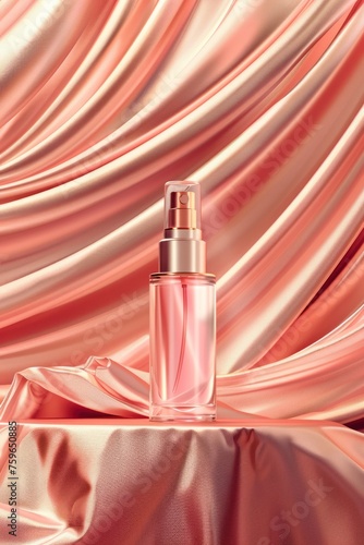 Transparent, realistic cosmetic spray bottle on a clean background, showcasin...