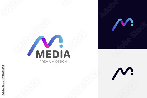 letter m media digital logo icon design. motion graphic vector logo template photo