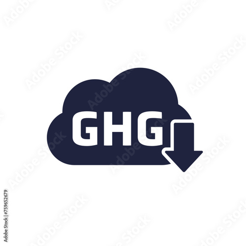GHG reduction icon, reduce greenhouse gas vector pictogram