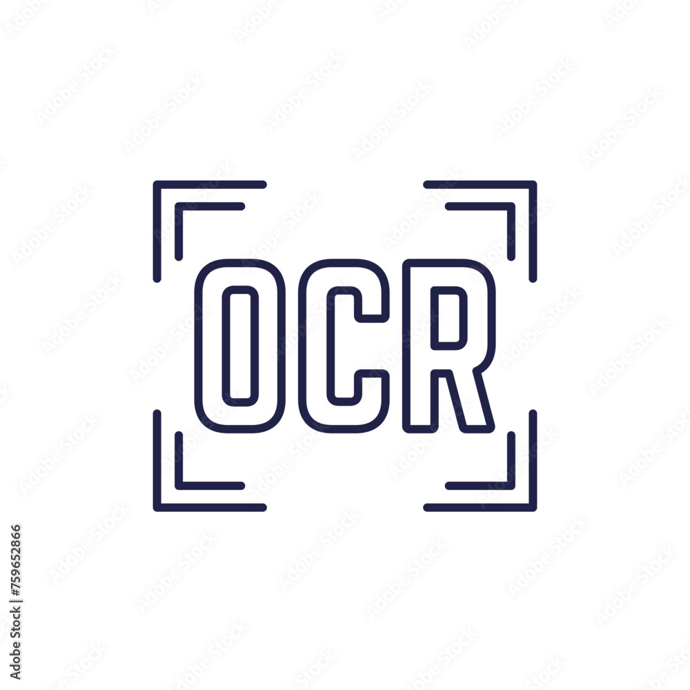 OCR icon, Optical character recognition line vector