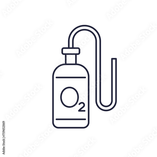 oxygen tank icon, gas cylinder line vector