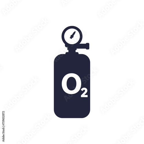 oxygen tank icon, gas cylinder pictogram on white