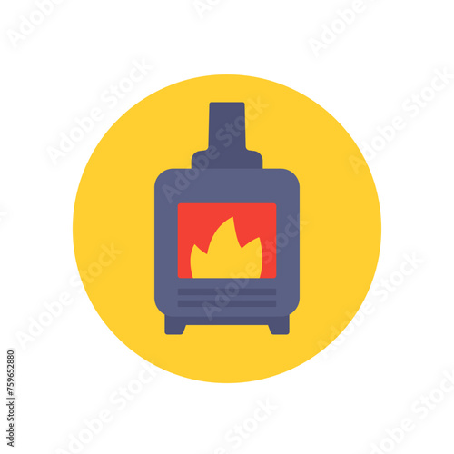pellet stove icon, flat vector design