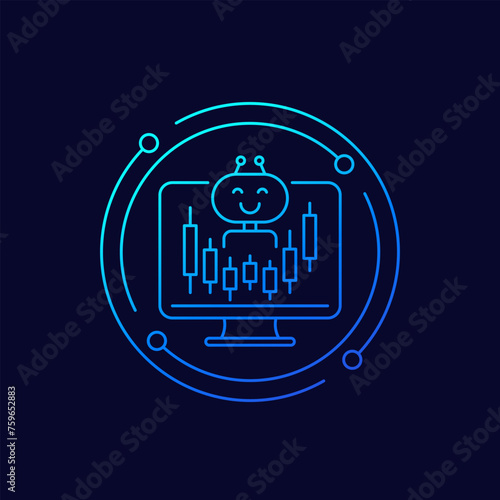 trading bot icon, linear design