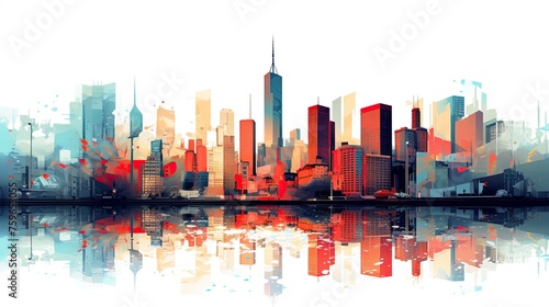 Panorama of Manhattan, New York City, graphic concept. The heart of the USA, famous travel destination, illustration