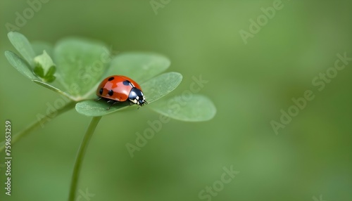 A Ladybug Resting On A Patch Of Clover