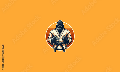 gorilla wearing uniform karate vector mascot design
