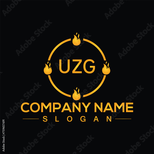 Initial UZG letter logo design with creative square symbol