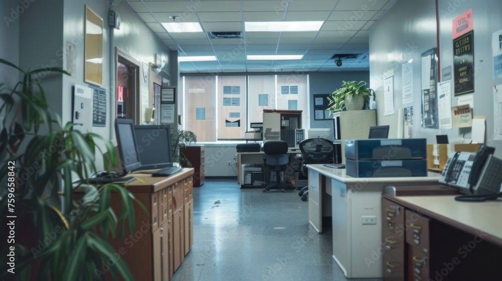 Interior of a contemporary office space without staff Interior of a contemporary office space without staff
