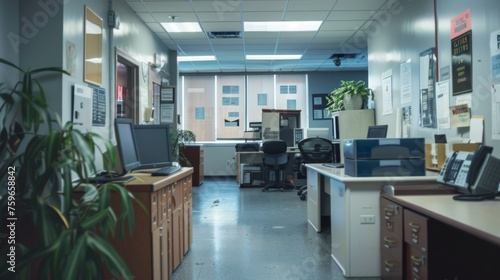 Interior of a contemporary office space without staff 