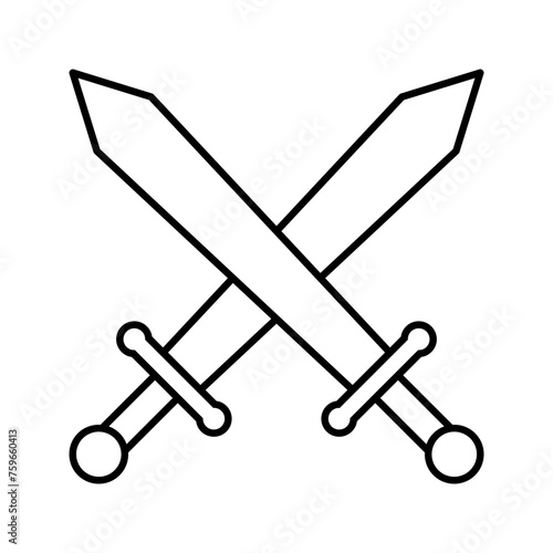 Swords cross, illustration of battle and defence icon vector