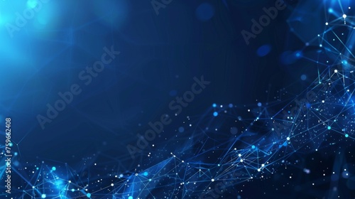 Abstract plexus blue geometry background. Digital technology network connection concept. 3D rendered illustration