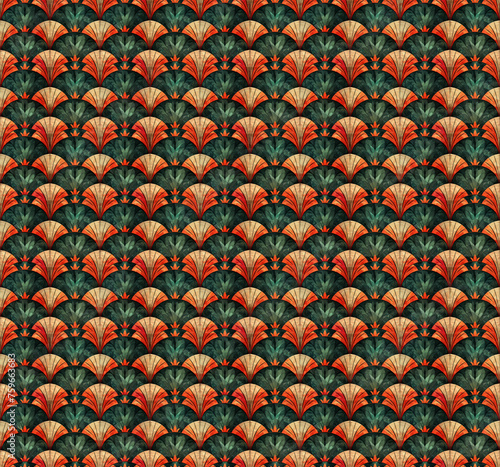 Colorful Art Deco seamless repeating pattern. 