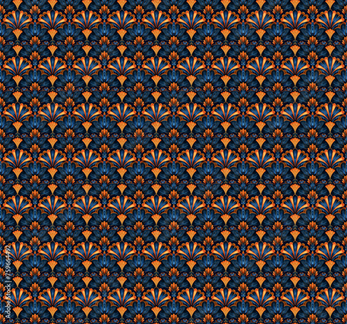 Colorful Art Deco seamless repeating pattern. 