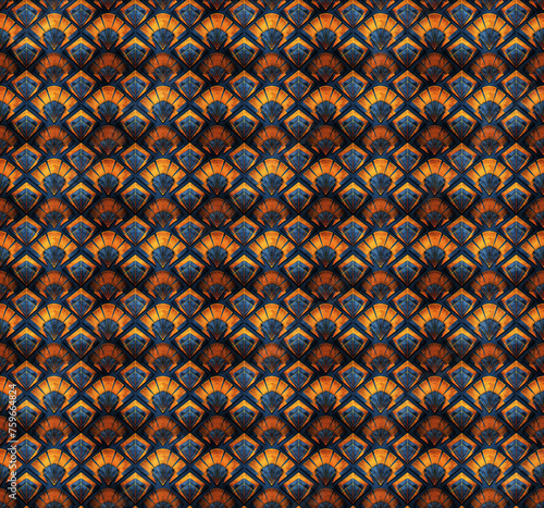Colorful Art Deco seamless repeating pattern. 