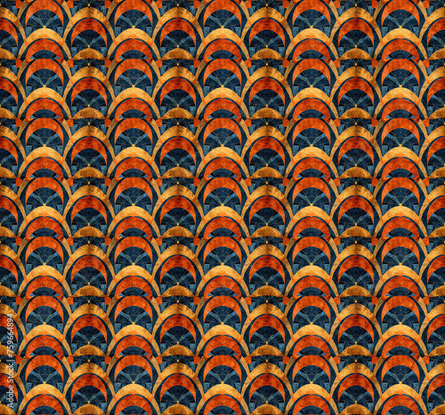 Colorful Art Deco seamless repeating pattern. 