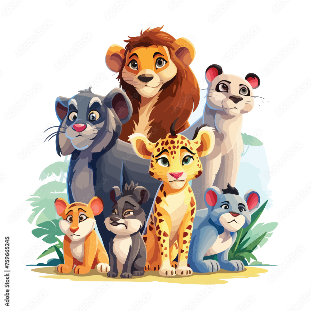 Fototapeta premium Cartoon safari animals. Vector illustration 