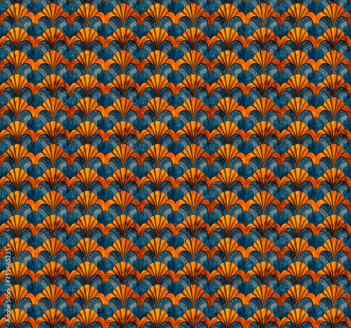 Colorful Art Deco seamless repeating pattern. 