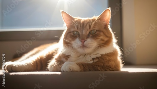 A Contented Cat Lounging In A Sunbeam