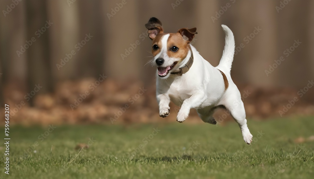 A Spirited Jack Russell Terrier Chasing A Squirrel