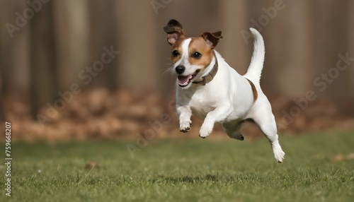 A Spirited Jack Russell Terrier Chasing A Squirrel