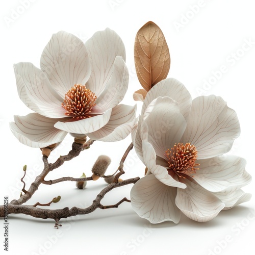 A magnolia flower isolated on a white background, showcasing its beauty