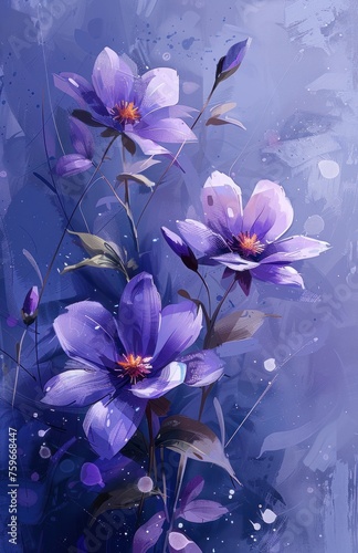 flowers painted on a blue background
