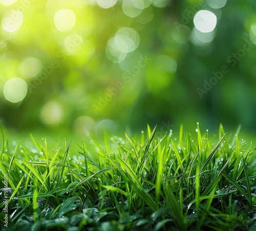 green grass background with bright bokeh and a beautiful green color