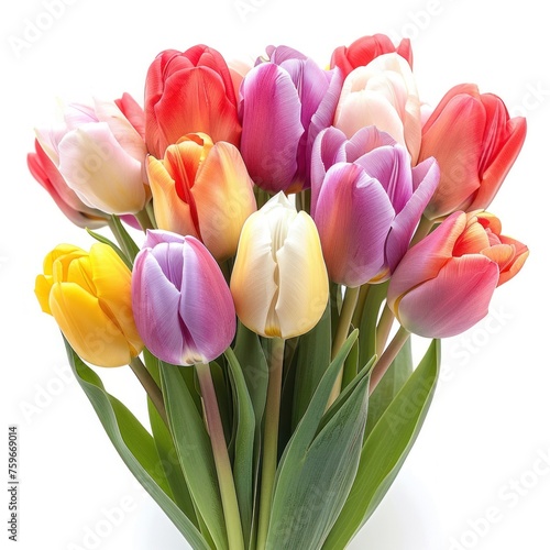 colored tulip flower bouquet isolated