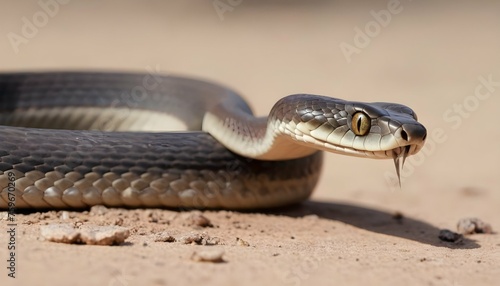 A Snake Hunting Its Prey With Its Eyes Fixed On A