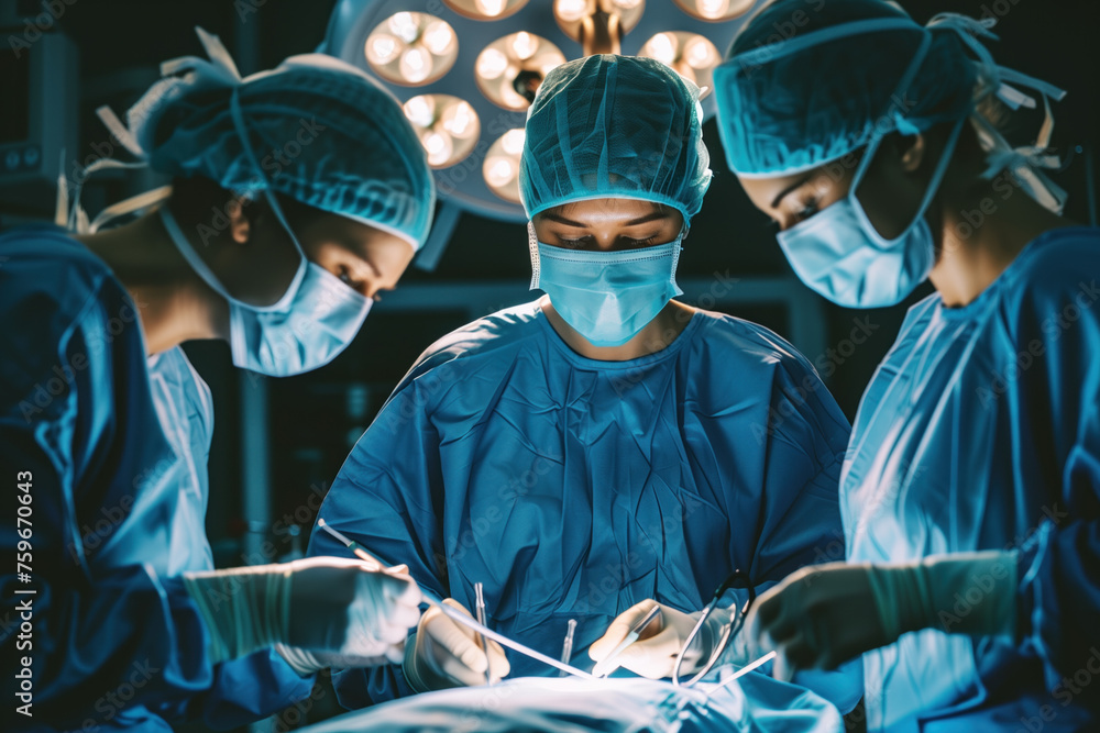 Surgical team engaged in an intricate operation Surgical team engaged in an intricate operation