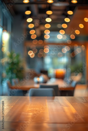A blurred office meeting background with a business working group engaged in a boardroom discussion. © olegganko