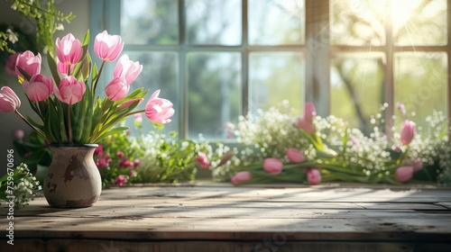 Easter Time and Empty Table Background