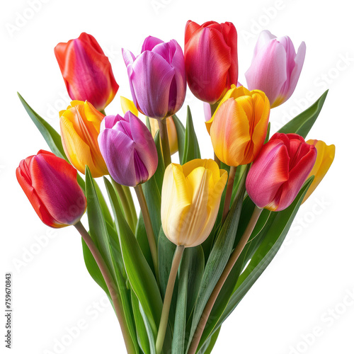 colored tulip flower bouquet isolated