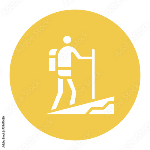 Person Hiking icon vector image. Can be used for Trekking.