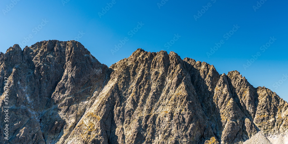 Gerlachovsky stit nad Zadny Gerlach from Vychodna Vysoka mountain peak in High Tatras mountains in Slovakia
