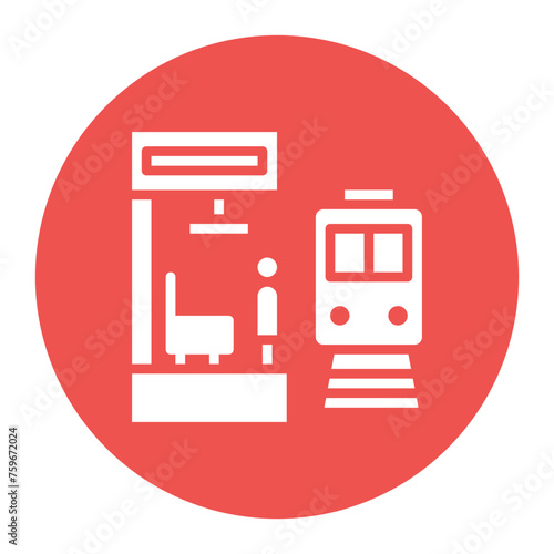 Train Platform icon vector image. Can be used for Railway.