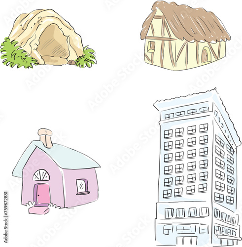 Historical development of houses.