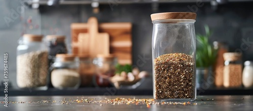 Seasoning container on surface