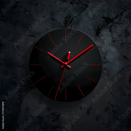 Wallpaper Mural Black Wall Clock with Red Indicators Generative AI
 Torontodigital.ca