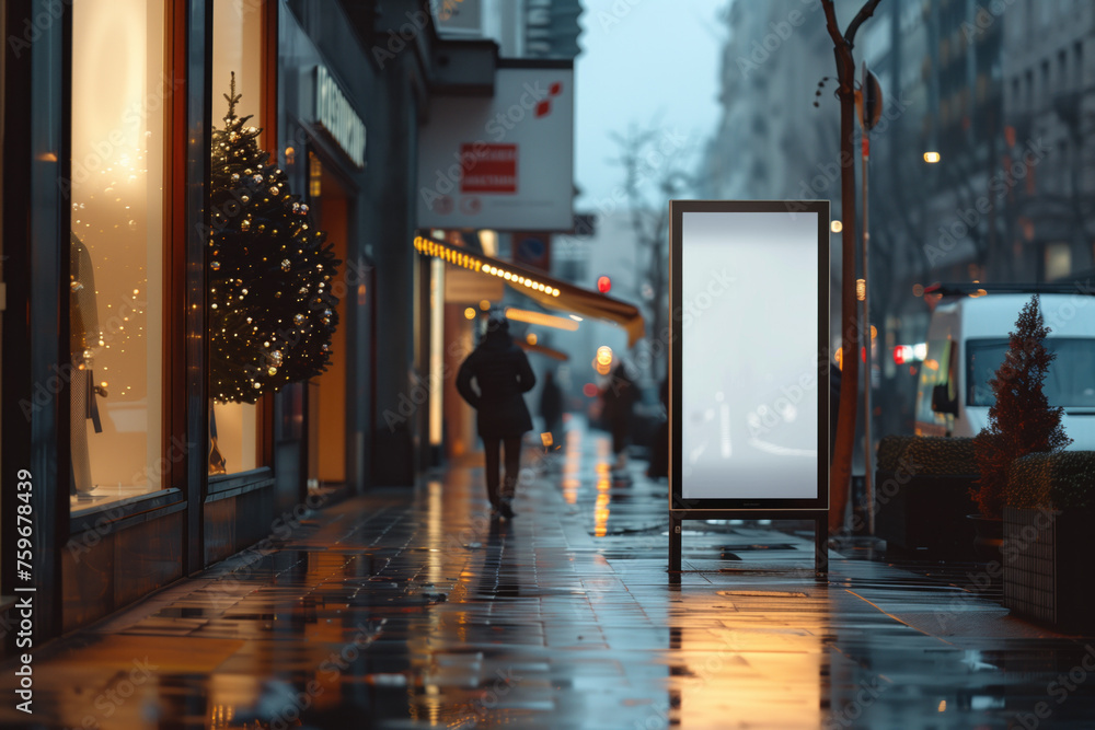 Fototapeta premium City street with blank billboard