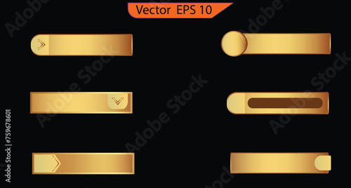 Set of empty gold buttons and sliders, web icons and game icon set. Gradient mesh. Button set color gold glossy. EPS 10	

